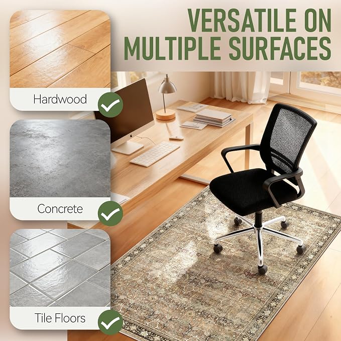 Office Chair Mat for Hardwood Floor, Anti-Slip Under Desk Mat Rug for Rolling - Image 7