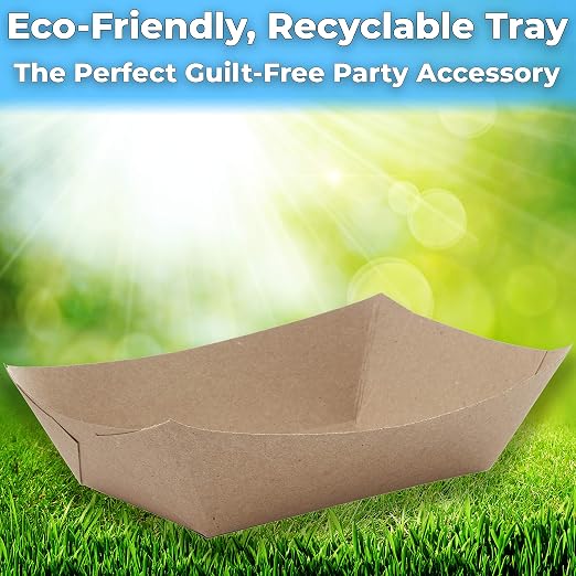 Eco Friendly USA-Made 3lb Food Holder Trays 500 Pk. Compostable Kraft Paper - Image 2