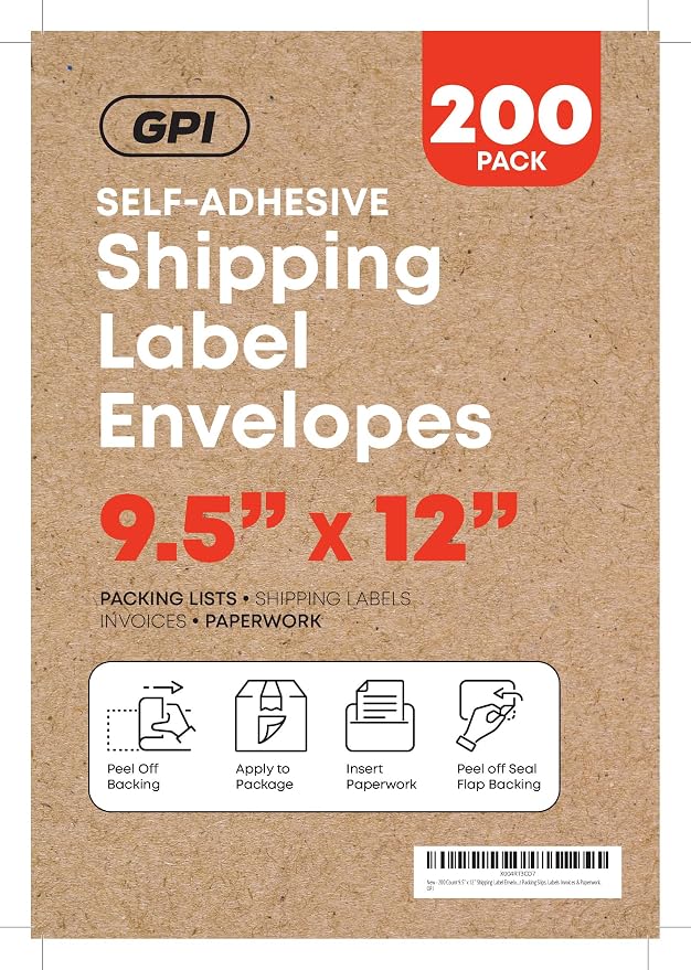 2000 Count 9.5" x 12" Shipping Label Envelopes, Top Loading - Image 2