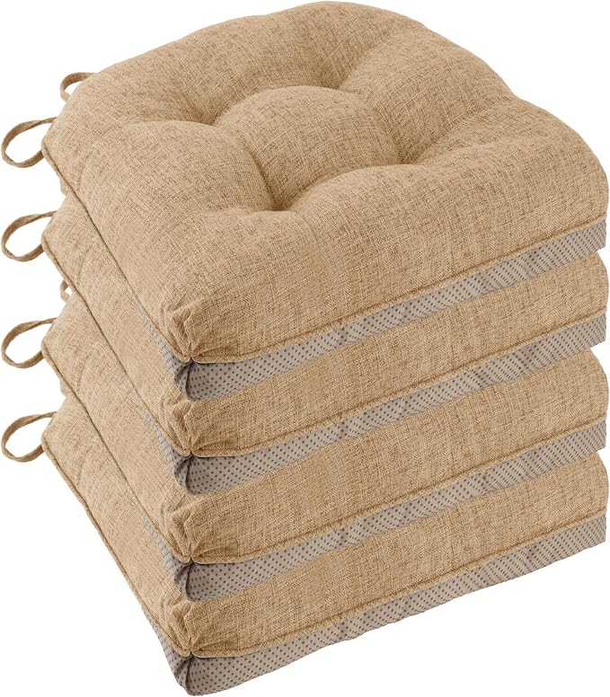 Non Slip Chair Cushions for Dining Chairs Set of 4 Kitchen Chair Cushions by FlyGulls