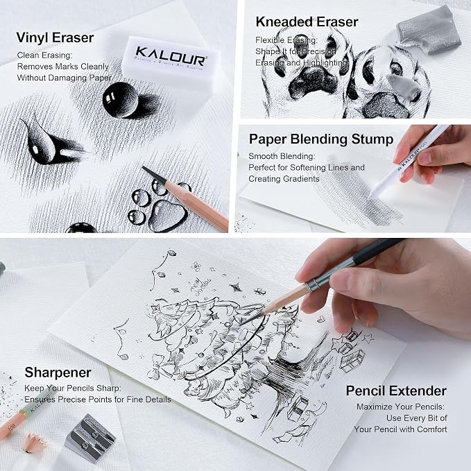 KALOUR 25-Piece Professional Sketch Pencil Set - Image 6