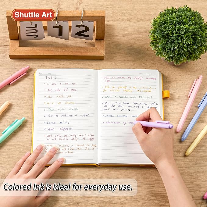Shuttle Art Ballpoint Pens, 10 Pack Pastel Retractable Colored Ink Ball Point - Image 5