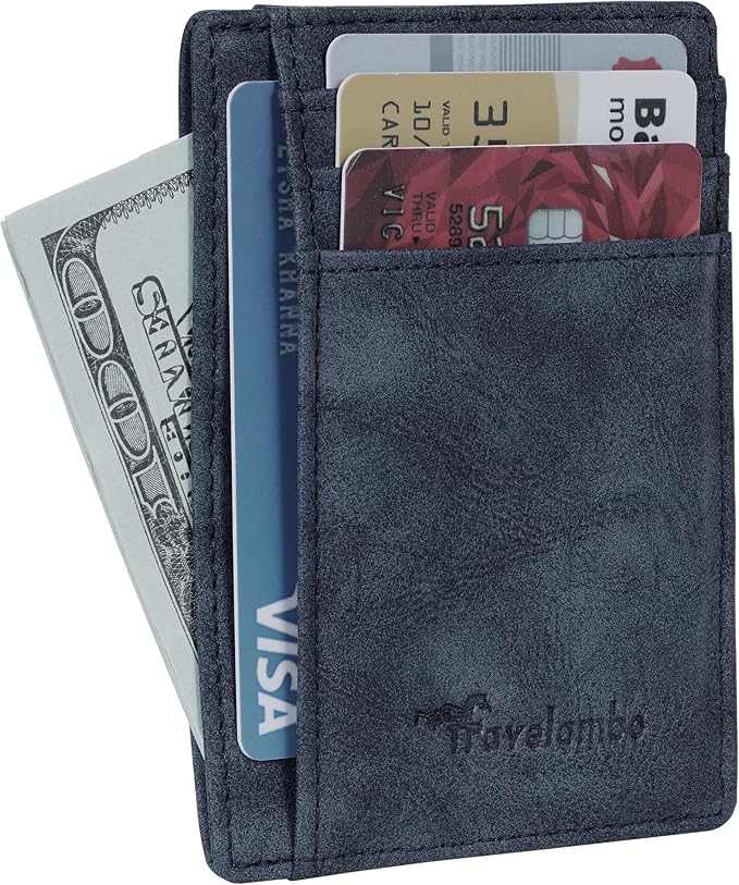 Travelambo Slim Wallet Front Pocket Minimalist Leather RFID Blocking Medium Size - Image 2