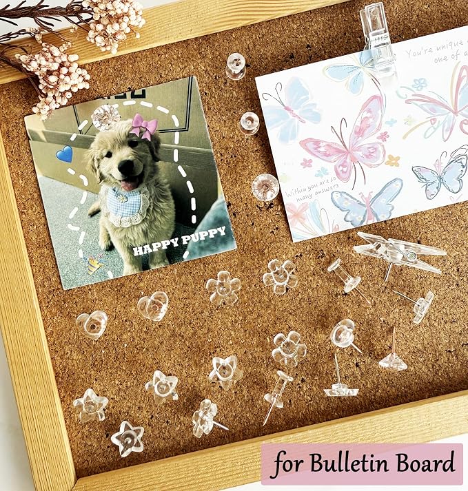 210PCS Push Pins Set, Decorative Pushpins, 6 Types Metal Clear Thumb Tacks Push - Image 3