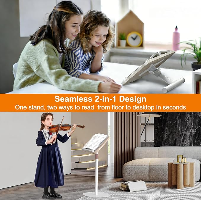 NAMON 2-in-1 Dual-use Floor & Desktop Book Stand, Sturdy Metal & Wood Build - Image 2