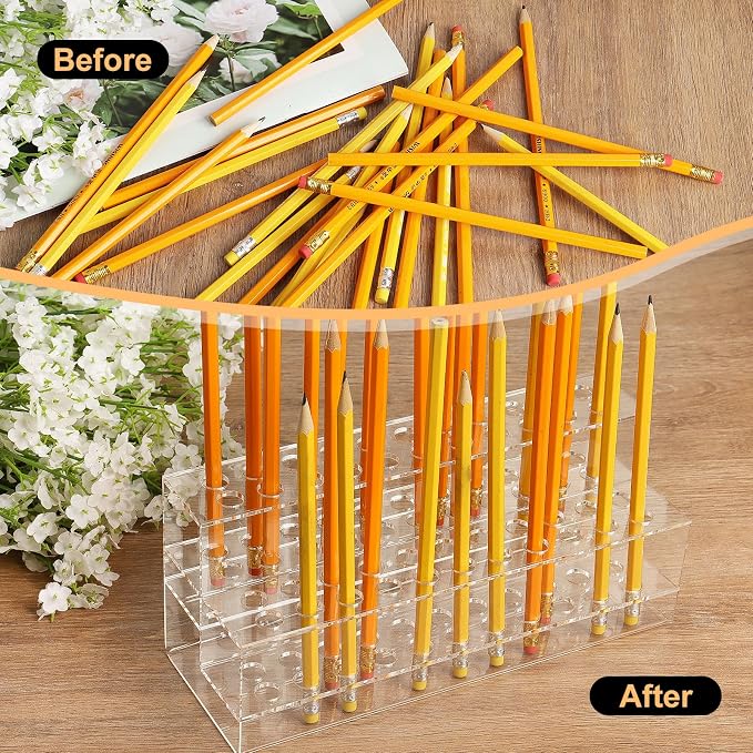 Acrylic Pen Holder, 44-Slots Pen Display Stand Focal Pen Holder Beadable Pen - Image 4
