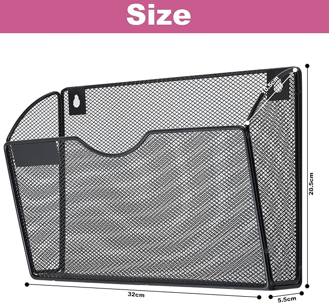 1 Pocket Mesh Wall File Holder Organizer Office Hanging File Folder Magazine - Image 2