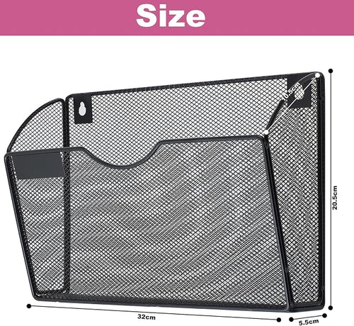 1 Pocket Mesh Wall File Holder Organizer Office Hanging File Folder Magazine - Image 2