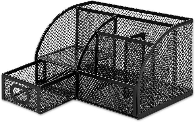 Amazon Basics Mesh Pen Holder and Desktop Desk Organizer, Office Caddy Storage - Image 3