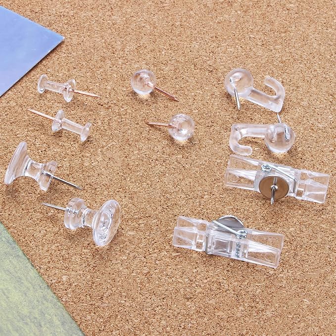 Push Pins Set, 5 Styles Thumb Tacks Map Pins, Steel Point Pushpins Thumbtacks - Image 4