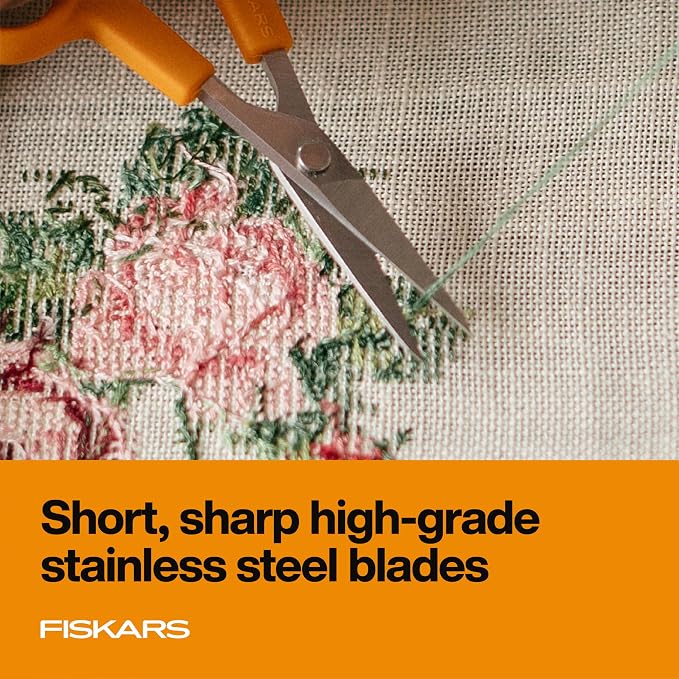 Fiskars 4" Orange-Handled No. 4 Straight Detail Scissors, Precision Stainless - Image 3