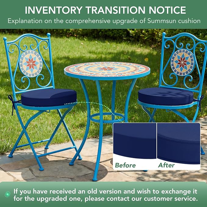 Summsun Outdoor Bistro Chair Cushions Set of 2 - Image 9