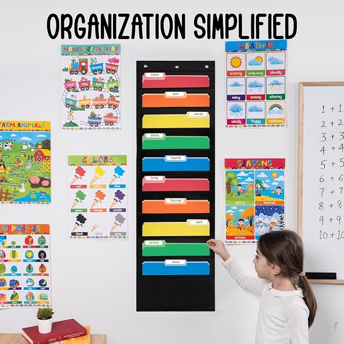 Essex Wares - 10 Pocket File Pocket Chart, and More - Wall Folder Organizer - - Image 4
