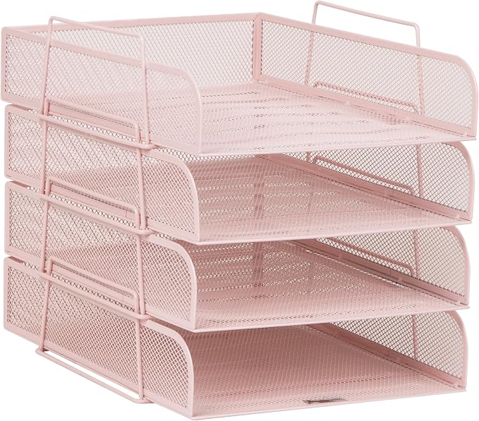 Mind Reader Stackable Paper Tray, Desktop Organizer, File Storage, Metal Mesh - Image 7