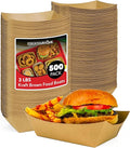 Stock Your Home [500 Pack Extra Large Disposable Brown Kraft Paper Food Trays by StockYourHome