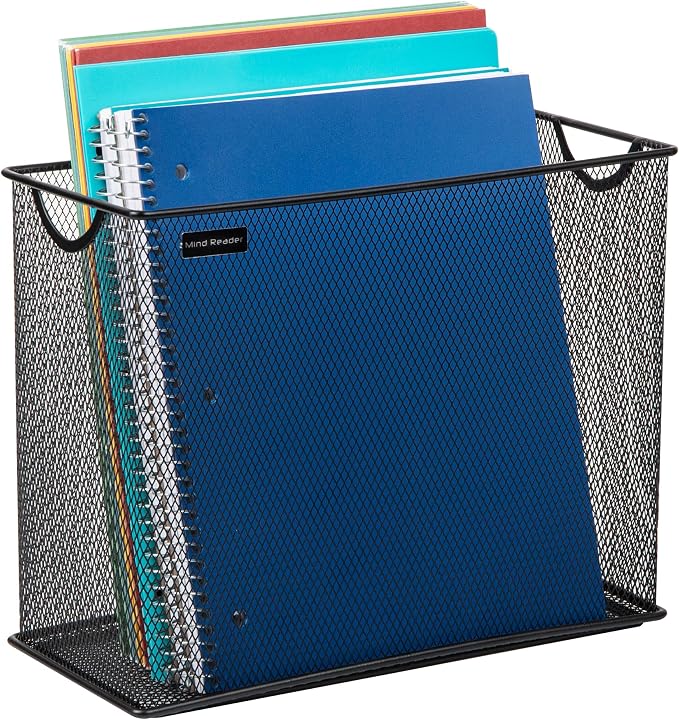 Mind Reader Vertical File Storage, Desktop Organizer, Hanging Files, Metal Mesh - Image 4