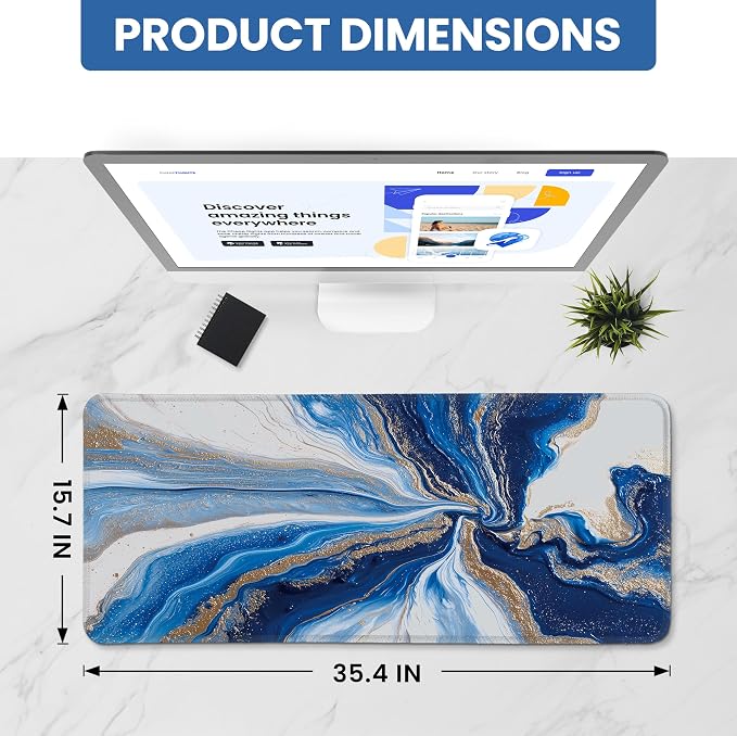 Aesthetic Desk Mat, Cute Ocean Marble Desk Pad Protector - Image 2