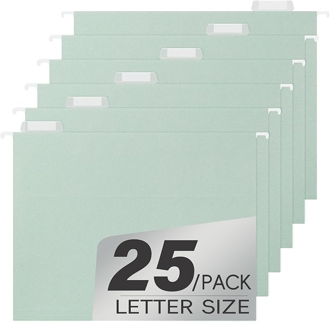 pmybupo Letter Size Hanging File Folders, 25 Pack Green Hanging Files in by pmybupo