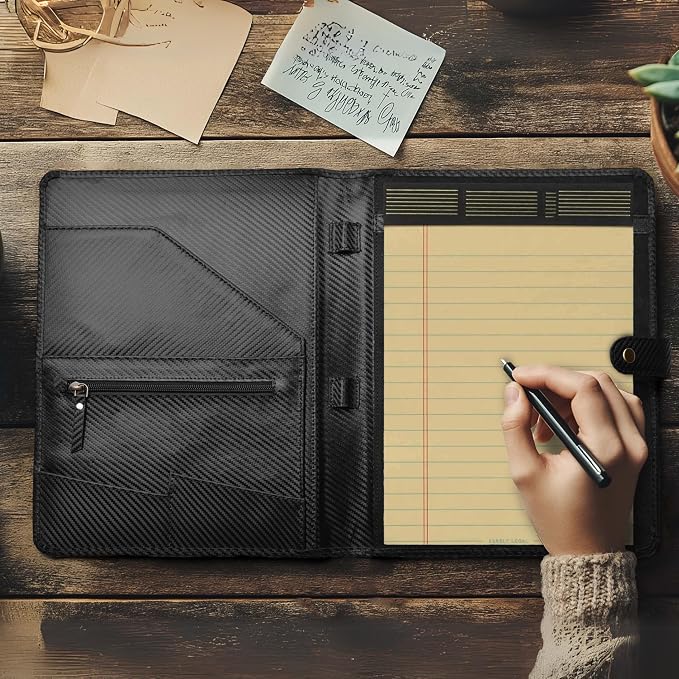 LEATHER VILLAGE Portfolio Professional Organizer – Carbon Fiber Genuine Leather - Image 6