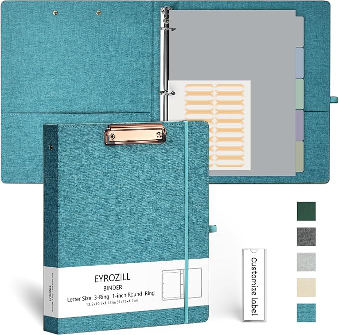 EYROZILL 3 Ring Binder, 1 Inch Linen Binder Organizer by EYROZILL
