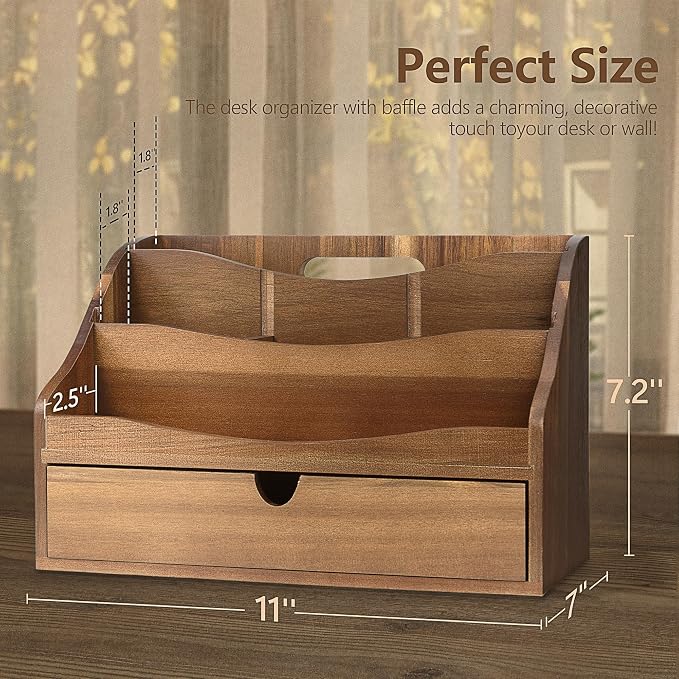 Rebee Vision Acacia Wood Mail Organizer - Image 2