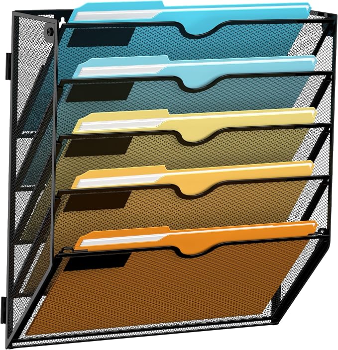 SUPEASY 5 Tier Wall File Organizer, Hanging Wall Mounted Mail Organizer by SUPEASY