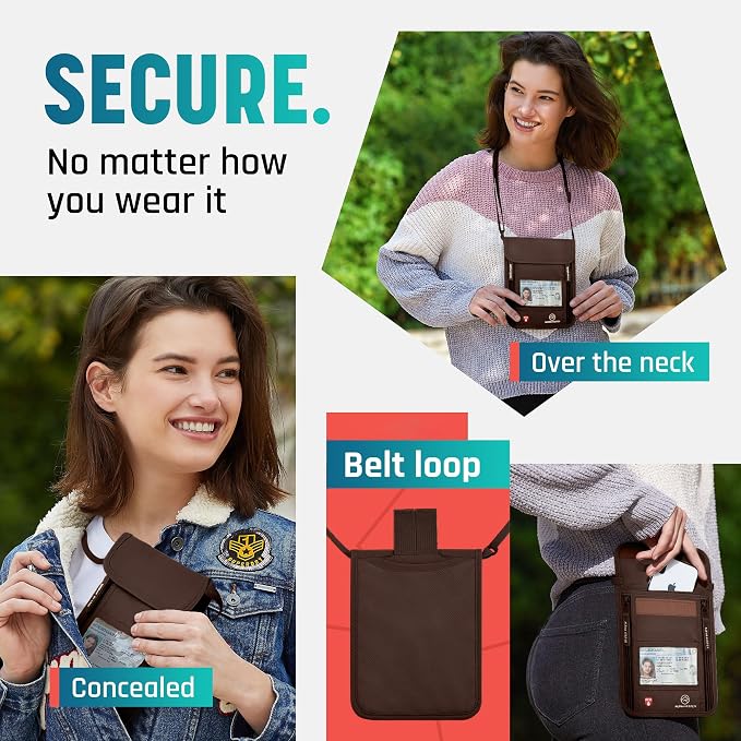 Alpha Keeper Neck Wallet for Travel Man and Women, RFID Passport Holder - Image 6