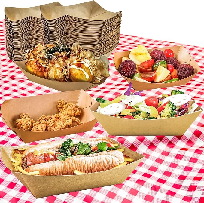 100 Pack 2lb Paper Food Trays, Heavy-Duty Paper Food Boat Disposable Serving - Image 5