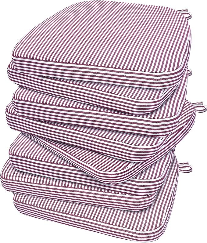 AAAAAcessories D-Shaped Chair Cushions, Machine-Washable Cover, Pinstripe Red by AAAAAcessories