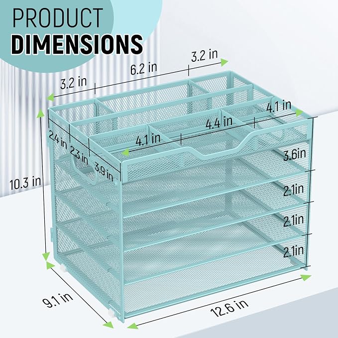 Docnest 5 Tier Mesh Desk Organizer- Letter Tray - Image 3