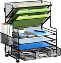 MINDEPOT 4-Tier Paper Organizer + 3-Pocket File Holder + Drawer + Pen Holders by MINDEPOT