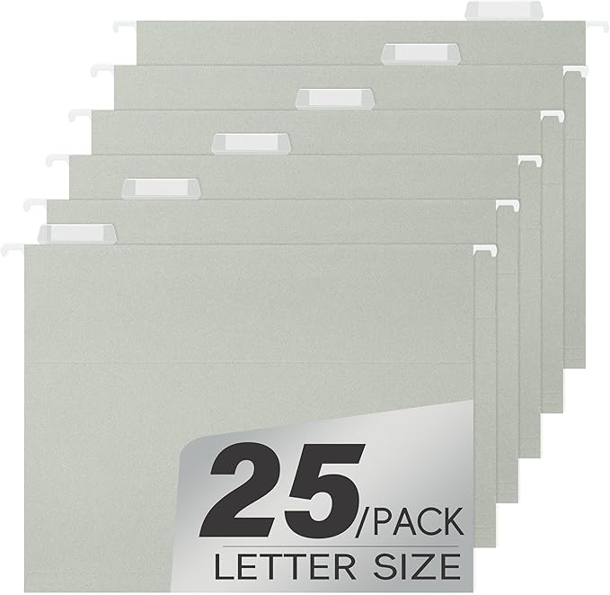 pmybupo 25 Pack Gray Hanging File Folders, Reinforced Hang Folders Letter Size by pmybupo