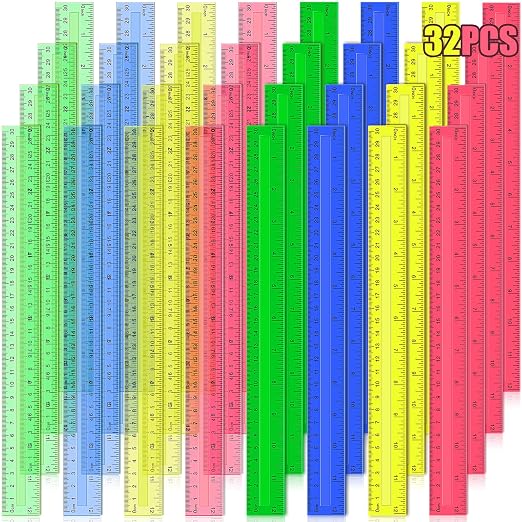 12 Inch Plastic Rulers, Ideal Back to School Office Home Supplies by Duchong