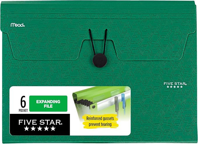 Five Star Expanding File Organizer, 6-Pocket Accordian File Organizer, Bungee by FiveStar
