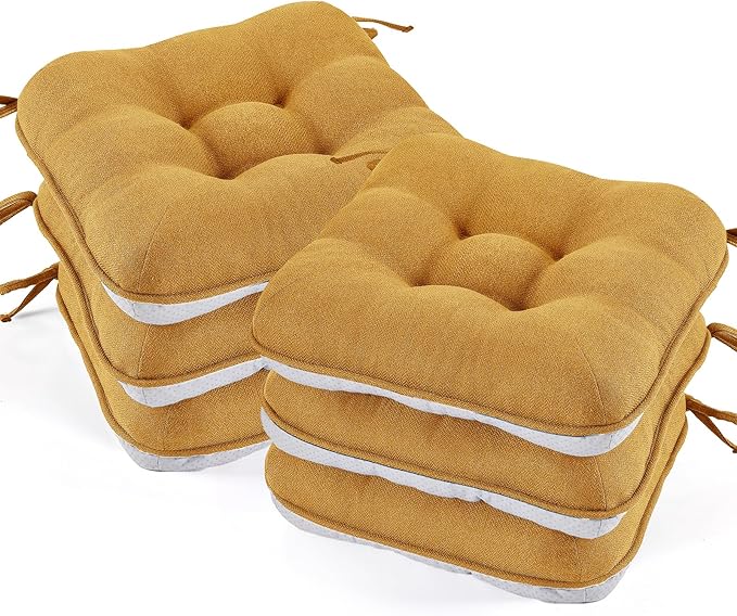 BETU Chair Cushions for Dining Chairs Set of 6, 3.5" Thick Kitchen Table Chair by BETU