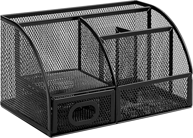 Amazon Basics Mesh Pen Holder and Desktop Desk Organizer, Office Caddy Storage by AmazonBasics