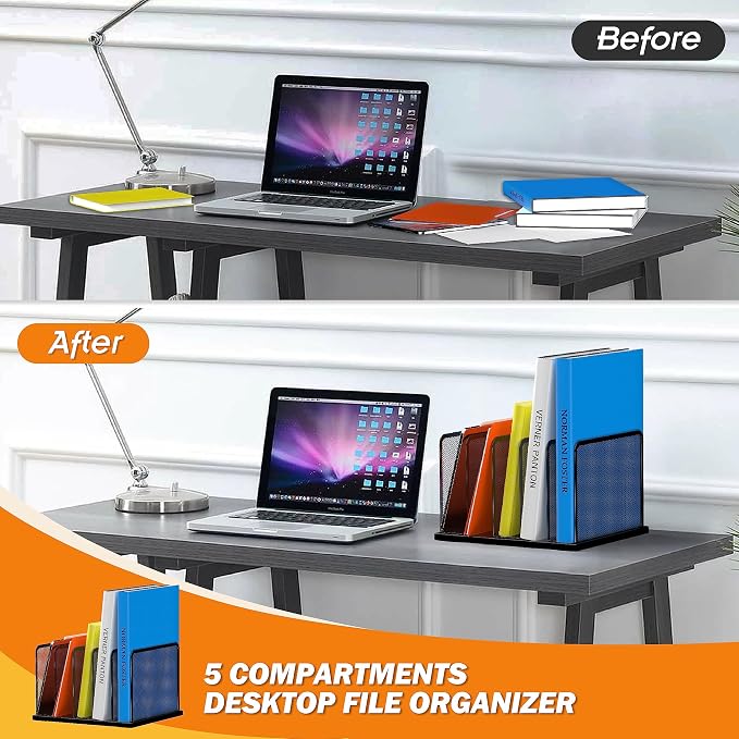 Kuntine.B Desk File Organizer Upright Mesh Desktop Organizer File Sorter Office - Image 4