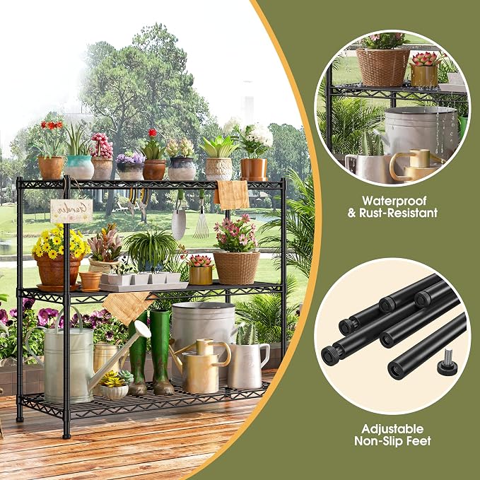 DurayLoly 35.6" W Storage Shelves, 3 Tier Adjustable Metal Shelving Unit Heavy - Image 6