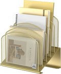 Delifox Inclined Desk File Organizer, Vertical File Folder Holder Stand Metal by Delifox