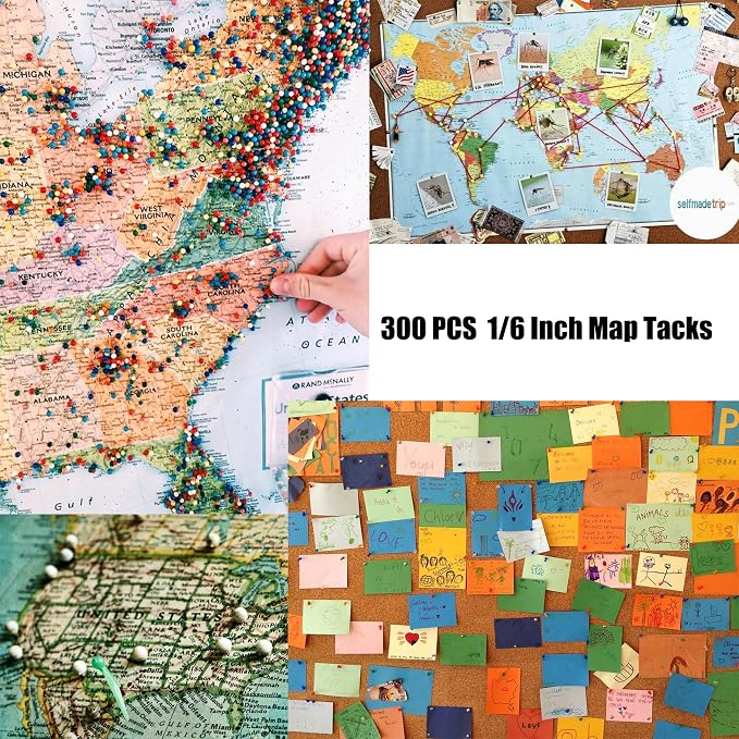 300 PCS Push Pins Map Tacks, 10 Assorted Colors in Reconfigurable Containers - Image 4