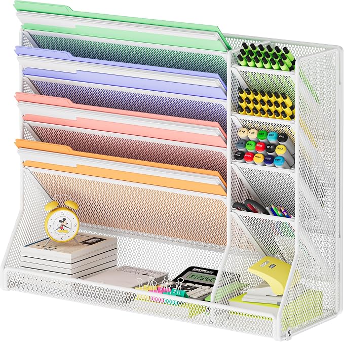 Jakyitvi Adjustable 5 Tiers Wall File Organizer Metal Hanging Holder White | 5 by Jakyitvi