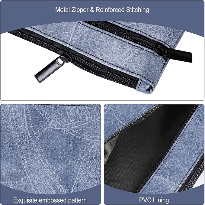 HAUTOCO 2 Pcs Money Bag with Zipper 11 x 6.1 inch Embossed Deposit Money Pouch - Image 3