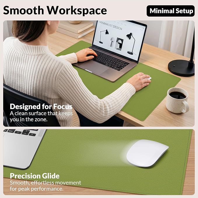 AFIING Cork Desk Mat, 35.4" x 17", Olive Green, Desk pad Protector | Dual-Sided - Image 5