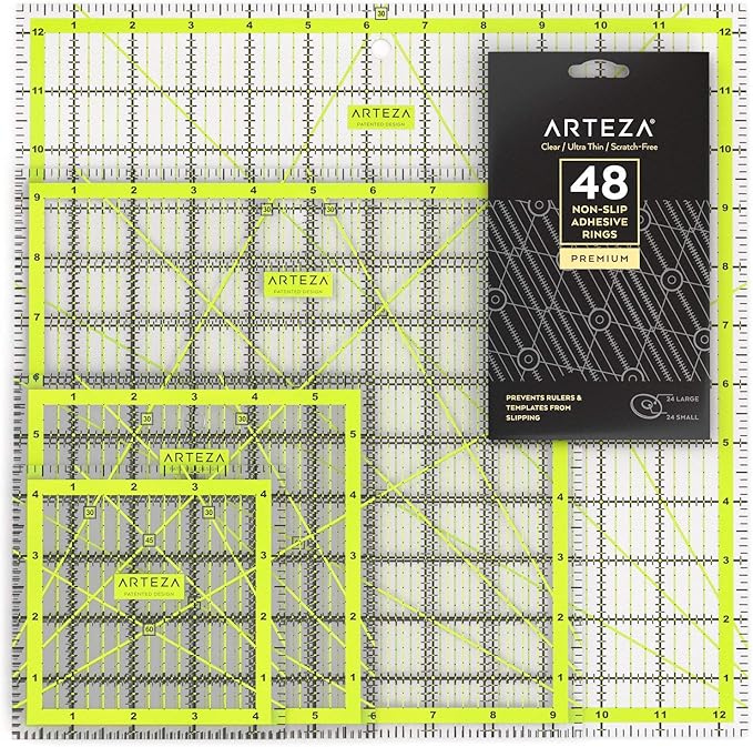 ARTEZA Quilting Rulers Set of 4, Acrylic Square Quilting Rulers by ARTEZA