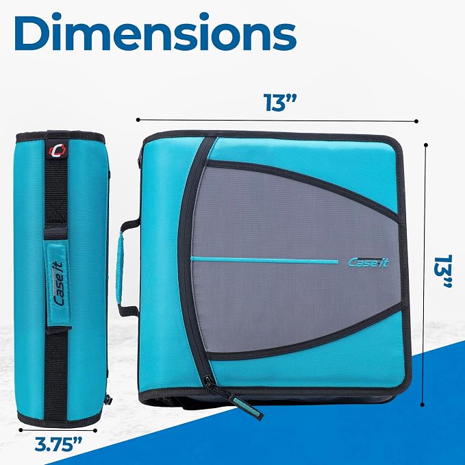 Case-it Mighty Zip Tab School Zipper Binder | 3-Inch O-Rings, 600-Sheet Capacity - Image 5