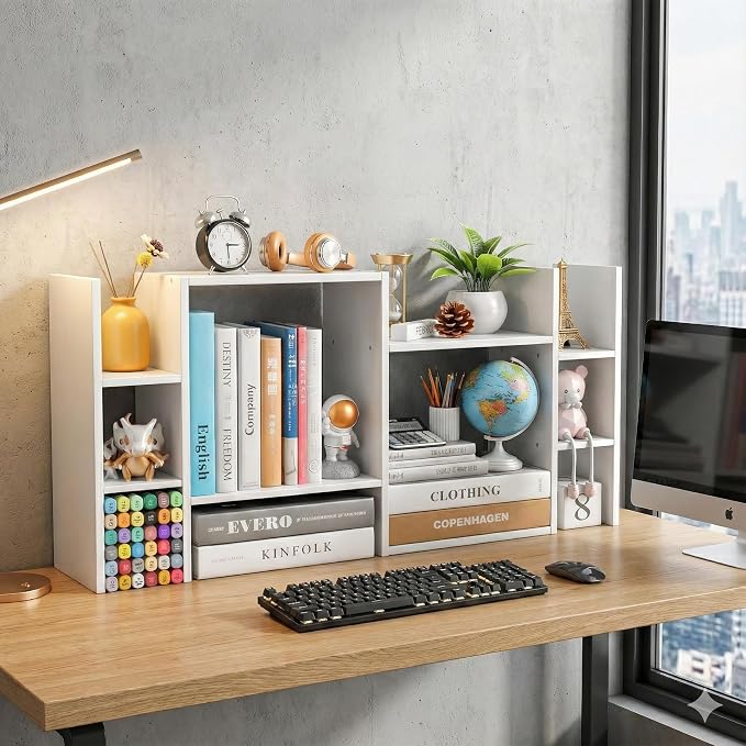 YIGANG Desk Shelf Organizer, 3-Tier Desktop Bookshelf - Image 2