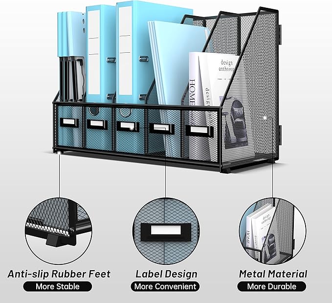 SUPEASY Desk Organizers Metal Desk Magazine File Holder - Image 4