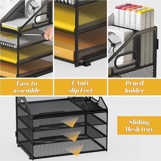 Letter Tray Paper, 4 Tier Desk Organizer - Image 4