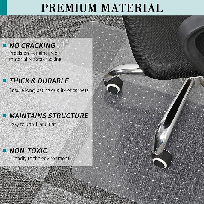 BesWin Office Chair Mat for Carpets, Heavy Duty Computer Desk Floor Mat for - Image 2