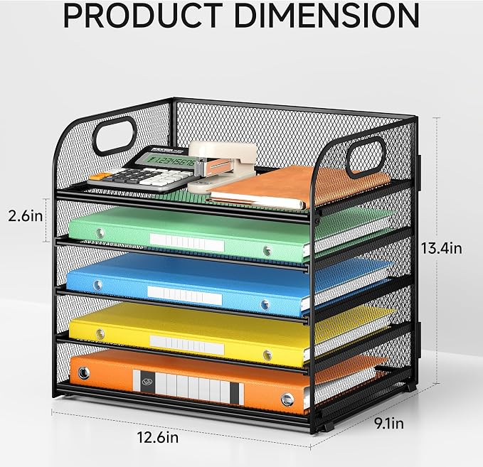 Lavatino 5 Tray Desk File Organizer, Desktop File Organizer and Storage - Image 2